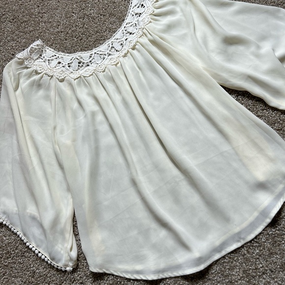 Cream Eyelet Collared Shirt - Picture 6 of 6